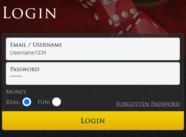 Lucky Red Casino Login Page